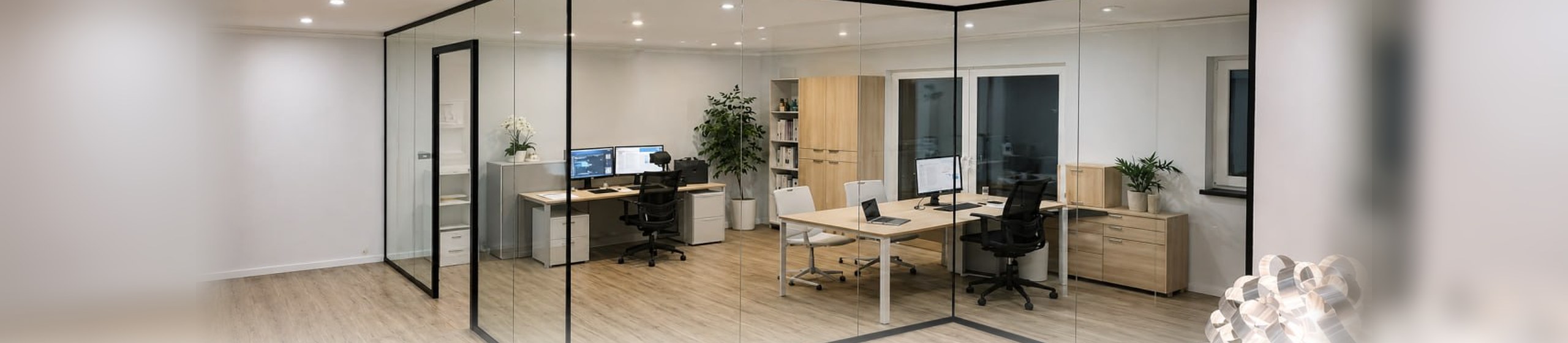 HPM Glastrennwand in einem modernen Büro